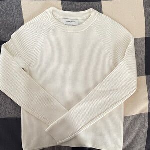 Banana Republic Factory Off-White Ribbed Crew Neck Sweater